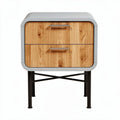 Wooden nightstand with modern design two drawers and metal legs 50 x 40 x 45cm