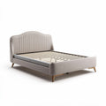 Upholstered bed frame with wooden legs and slatted mattress support 210 x 160 x 100cm
