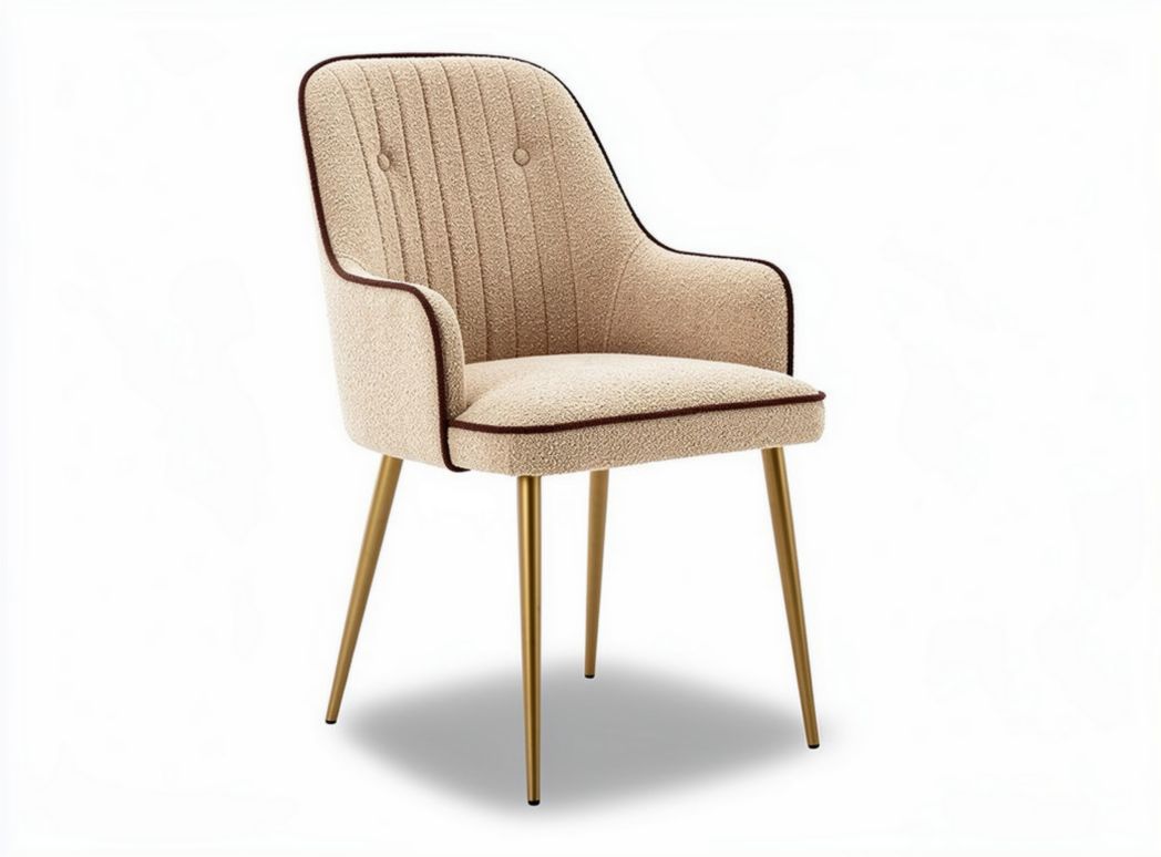Upholstered dining chair with gold metal legs and ribbed design 45 x 50 x 80cm