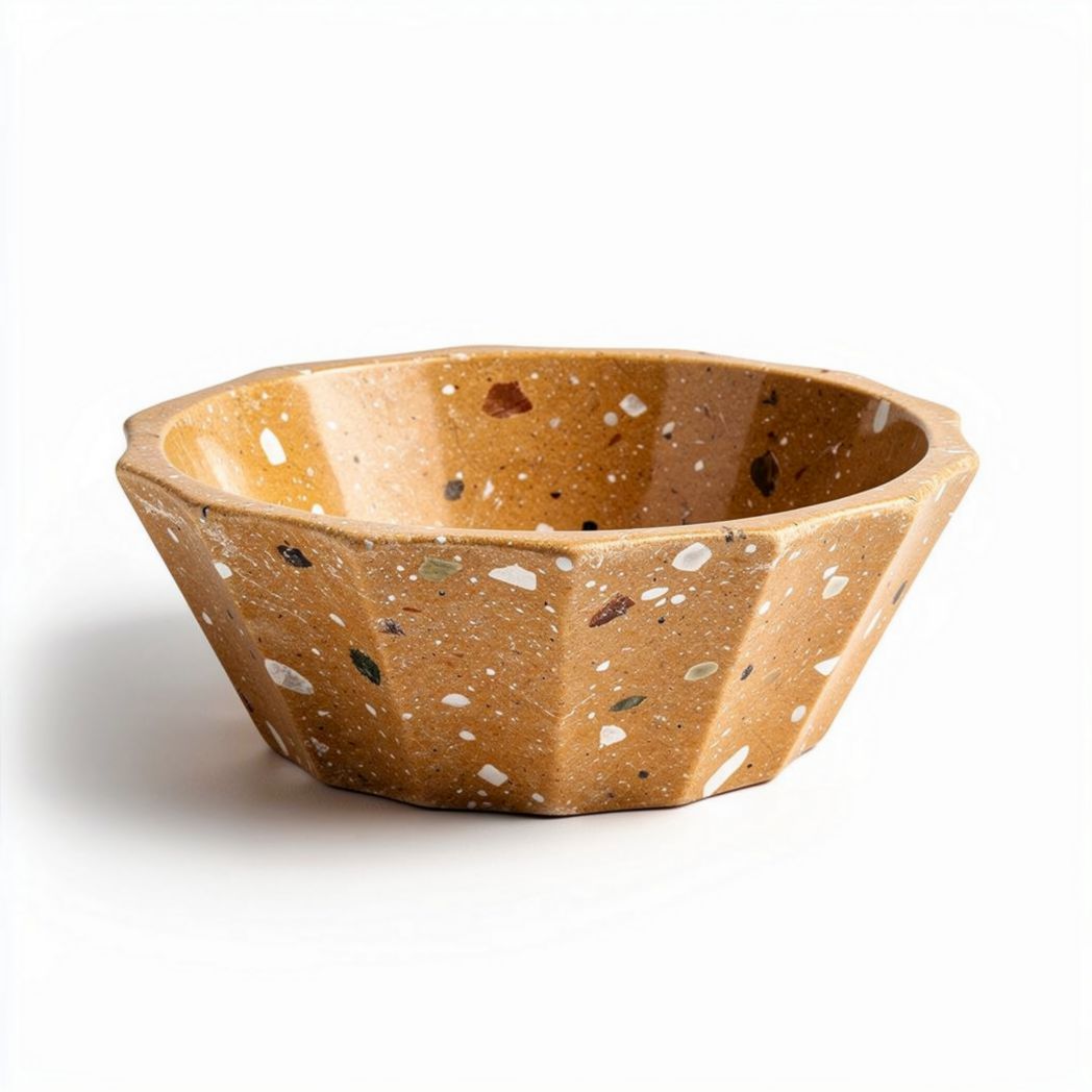 Terrazzo decorative bowl for salads or snacks 20 x 20 x 8cm terracotta color
