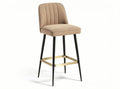 Upholstered bar stool with metal frame and decorative stitching 45 x 45 x 110cm