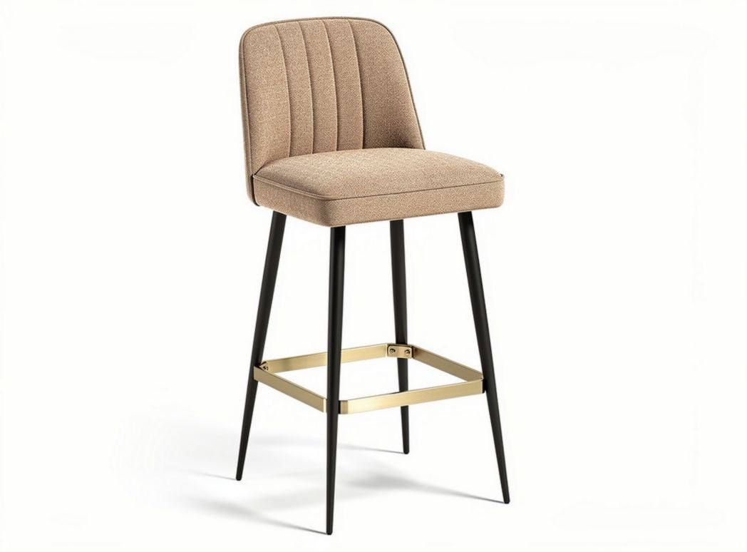 Upholstered bar stool with metal frame and decorative stitching 45 x 45 x 110cm