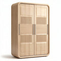 Wooden wardrobe with sliding doors and textured design 80 x 40 x 120cm