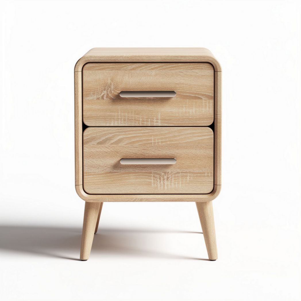 Wooden bedside table with two drawers and minimalist design 40 x 40 x 50cm