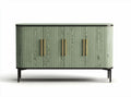 Green wooden sideboard with four doors and gold handles 150 x 40 x 80cm